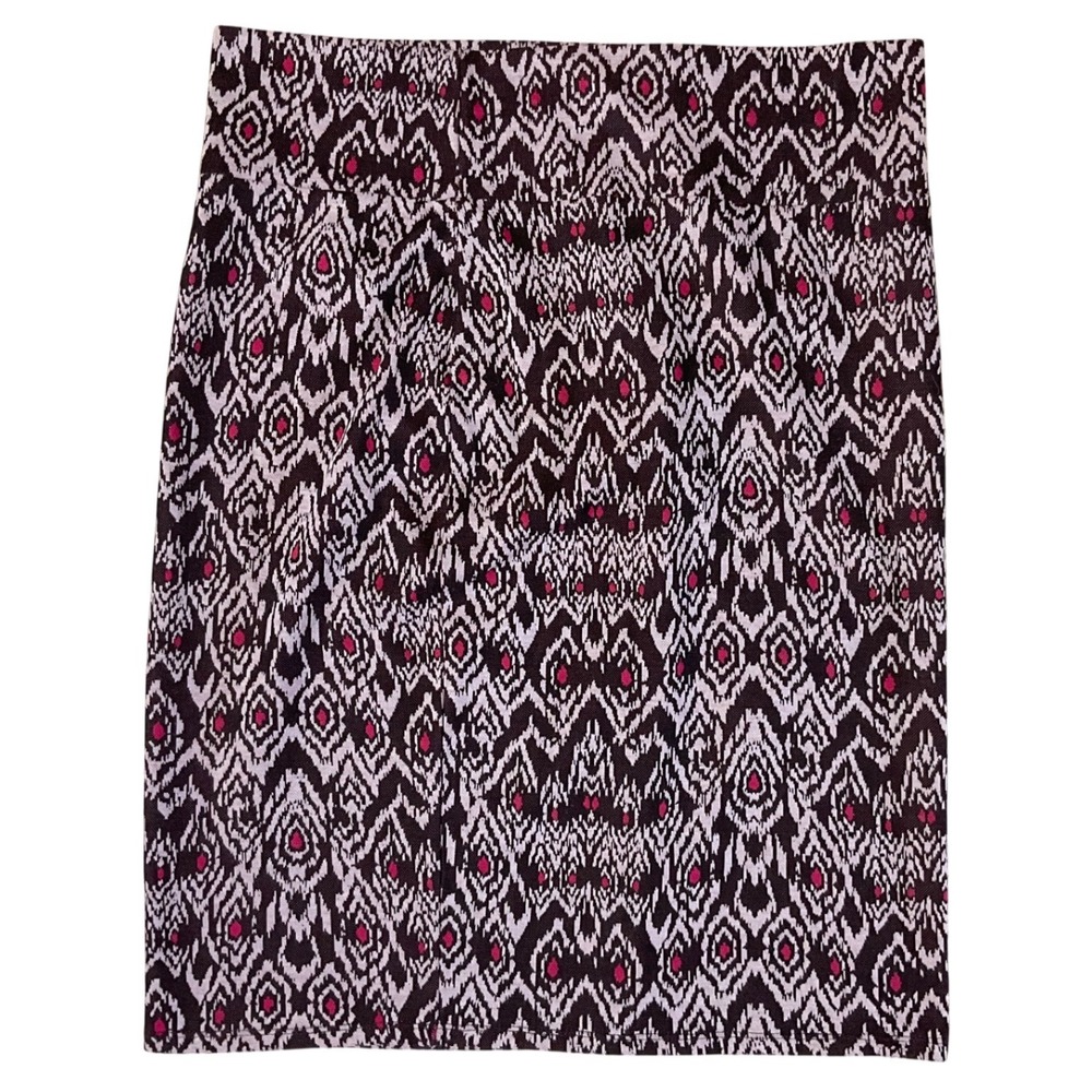 LuLaRoe Cassie Skirt Women XL Black Pink Excellence Ikat Print Stretch Casual